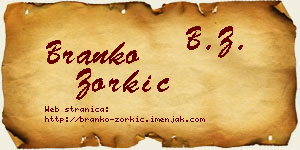 Branko Zorkić vizit kartica